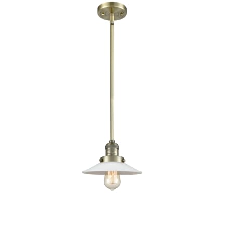 A large image of the Innovations Lighting 201S Halophane Antique Brass / Matte White Halophane