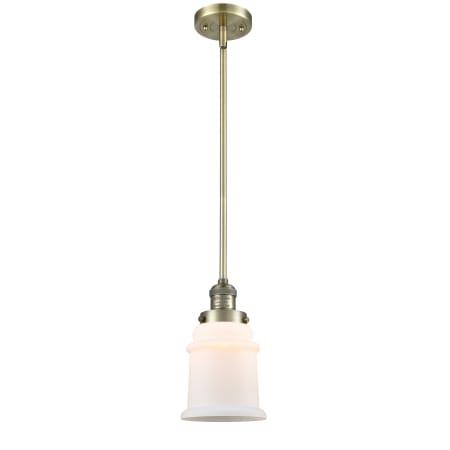A large image of the Innovations Lighting 201S Canton Antique Brass / Matte White