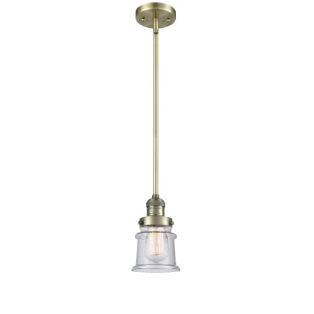 A large image of the Innovations Lighting 201S Small Canton Antique Brass / Seedy