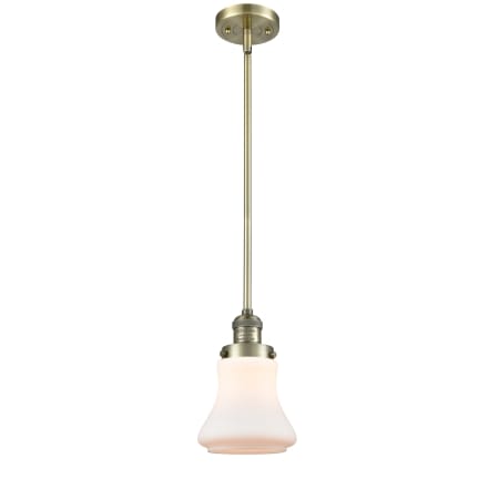 A large image of the Innovations Lighting 201S Bellmont Antique Brass / Matte White