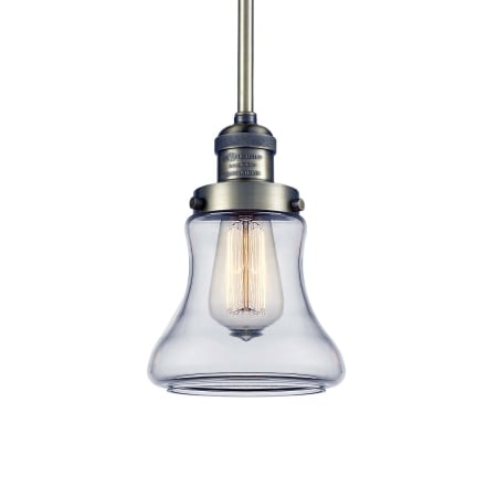 A large image of the Innovations Lighting 201S Bellmont Antique Brass / Clear