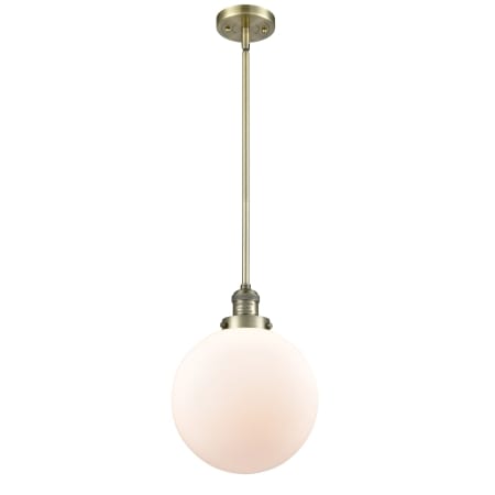 A large image of the Innovations Lighting 201S X-Large Beacon Antique Brass / Matte White