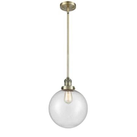 A large image of the Innovations Lighting 201S X-Large Beacon Antique Brass / Seedy