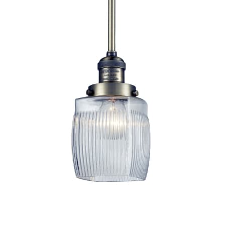 A large image of the Innovations Lighting 201S Colton Antique Brass / Thick Clear Halophane