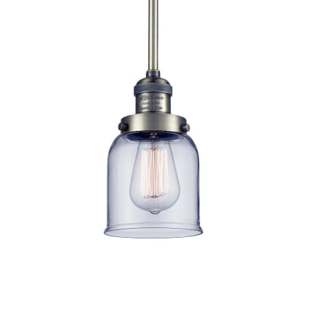 A large image of the Innovations Lighting 201S Small Bell Antique Brass / Clear
