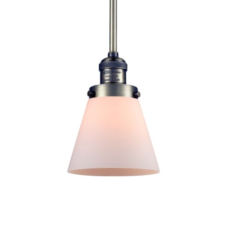 A large image of the Innovations Lighting 201S Small Cone Antique Brass / Matte White Cased