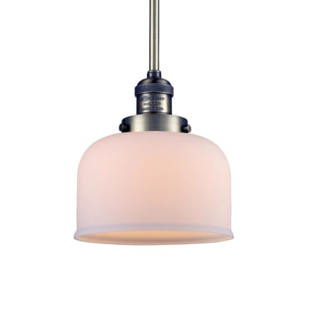 A large image of the Innovations Lighting 201S Large Bell Antique Brass / Matte White Cased
