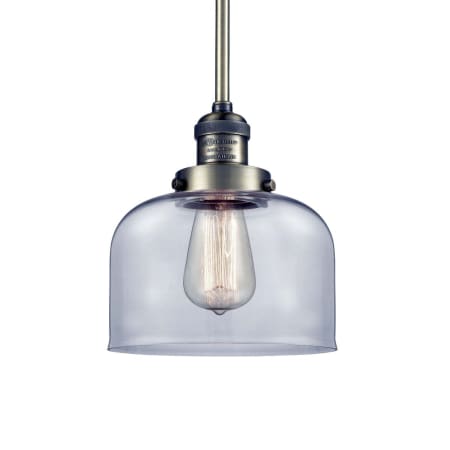 A large image of the Innovations Lighting 201S Large Bell Antique Brass / Clear