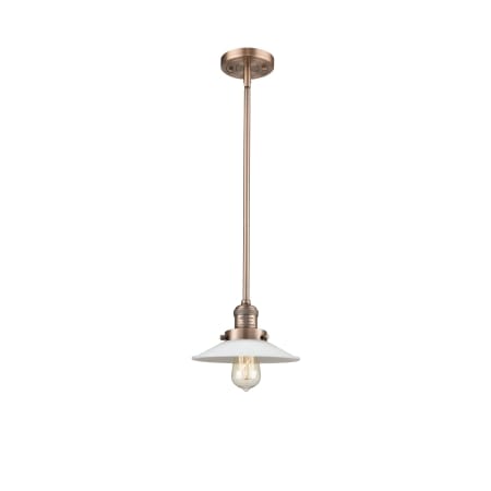 A large image of the Innovations Lighting 201S Halophane Antique Copper / Matte White Halophane