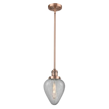 A large image of the Innovations Lighting 201S Geneseo Antique Copper / Clear Crackle