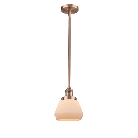 A large image of the Innovations Lighting 201S Fulton Antique Copper / Matte White Cased