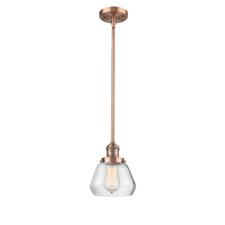 A large image of the Innovations Lighting 201S Fulton Antique Copper / Clear