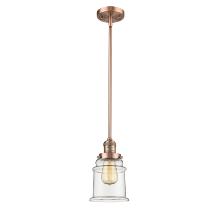 A large image of the Innovations Lighting 201S Canton Antique Copper / Clear