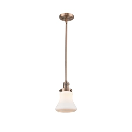 A large image of the Innovations Lighting 201S Bellmont Antique Copper / Matte White