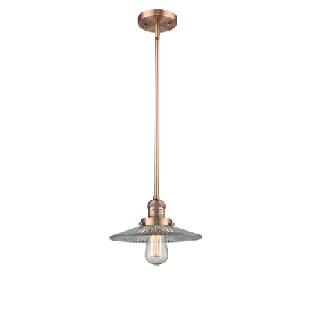 A large image of the Innovations Lighting 201S Halophane Antique Copper / Halophane