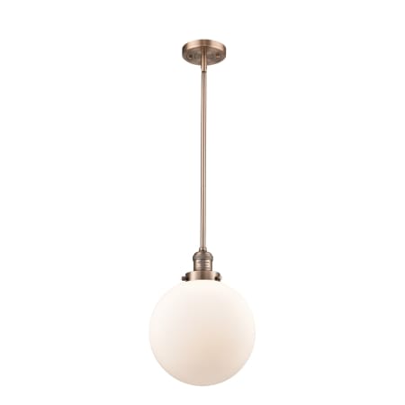 A large image of the Innovations Lighting 201S X-Large Beacon Antique Copper / Matte White