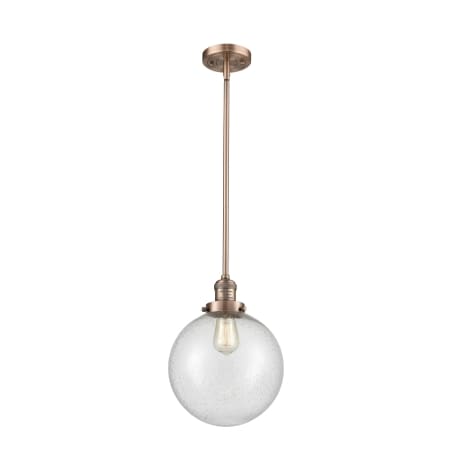 A large image of the Innovations Lighting 201S X-Large Beacon Antique Copper / Seedy