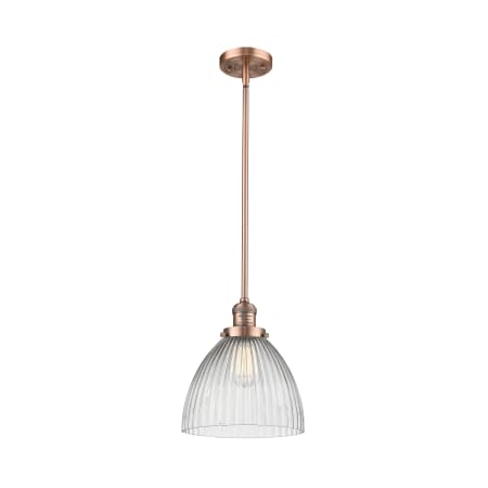 A large image of the Innovations Lighting 201S Pendleton Antique Copper / Halophane