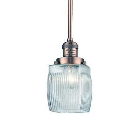 A large image of the Innovations Lighting 201S Colton Antique Copper / Thick Clear Halophane