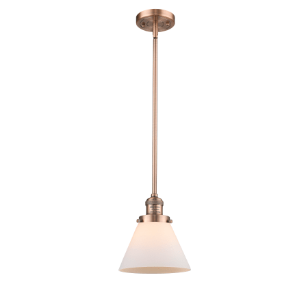 A large image of the Innovations Lighting 201S Large Cone Antique Copper / Matte White Cased