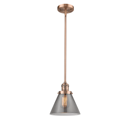 A large image of the Innovations Lighting 201S Large Cone Antique Copper / Smoked