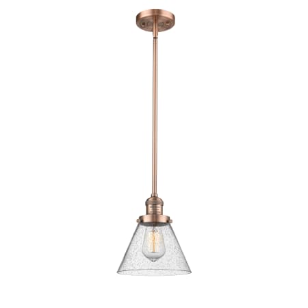 A large image of the Innovations Lighting 201S Large Cone Antique Copper / Seedy