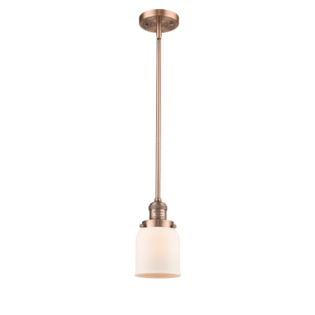 A large image of the Innovations Lighting 201S Small Bell Antique Copper / Matte White Cased