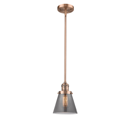A large image of the Innovations Lighting 201S Small Cone Antique Copper / Smoked