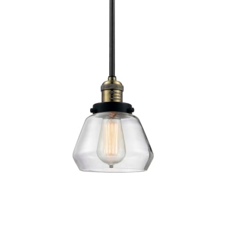 A large image of the Innovations Lighting 201S Fulton Black / Antique Brass / Clear