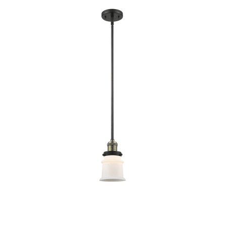 A large image of the Innovations Lighting 201S Small Canton Black Antique Brass / Matte White