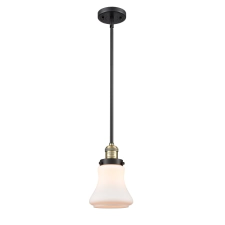 A large image of the Innovations Lighting 201S Bellmont Black Antique Brass / Matte White