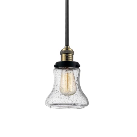 A large image of the Innovations Lighting 201S Bellmont Black / Antique Brass / Seedy