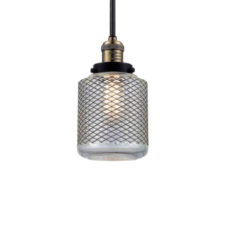 A large image of the Innovations Lighting 201S Stanton Black / Antique Brass / Vintage Wire Mesh