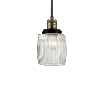 A large image of the Innovations Lighting 201S Colton Black / Antique Brass / Thick Clear Halophane