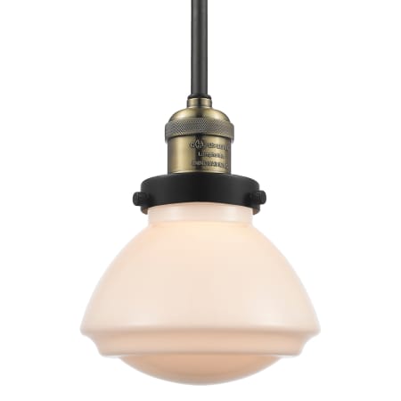 A large image of the Innovations Lighting 201S Olean Black Antique Brass / Matte White