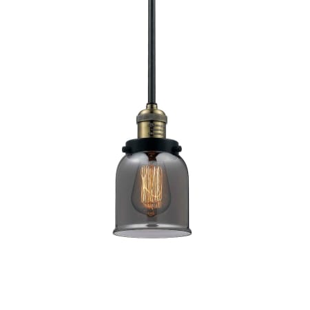 A large image of the Innovations Lighting 201S Small Bell Black / Antique Brass / Plated Smoked