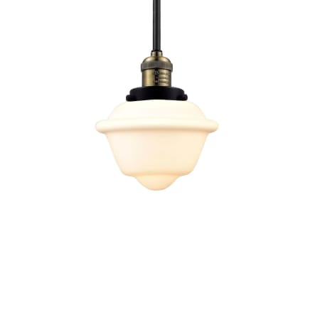 A large image of the Innovations Lighting 201S Small Oxford Black / Antique Brass / Clear