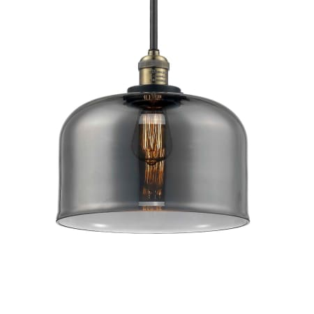 A large image of the Innovations Lighting 201S X-Large Bell Black / Antique Brass / Plated Smoked