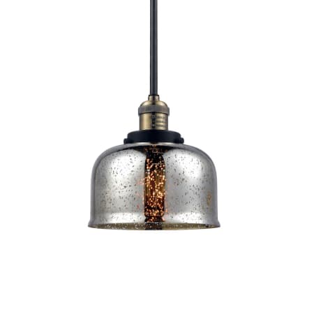 A large image of the Innovations Lighting 201S Large Bell Black / Antique Brass / Silver Plated Mercury