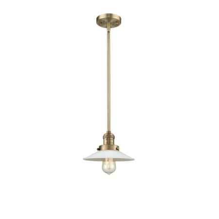 A large image of the Innovations Lighting 201S Halophane Brushed Brass / Matte White Halophane