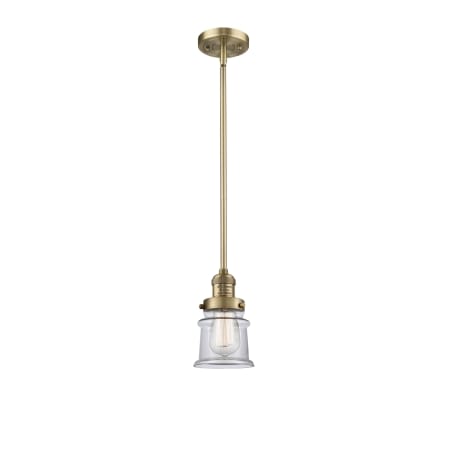 A large image of the Innovations Lighting 201S Small Canton Brushed Brass / Clear