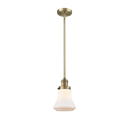 A large image of the Innovations Lighting 201S Bellmont Brushed Brass / Matte White