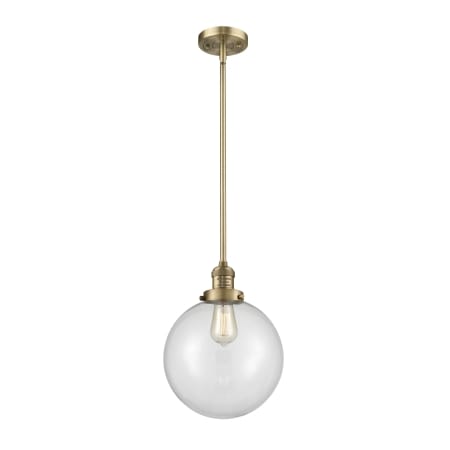 A large image of the Innovations Lighting 201S X-Large Beacon Brushed Brass / Clear