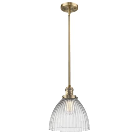 A large image of the Innovations Lighting 201S Pendleton Brushed Brass / Halophane