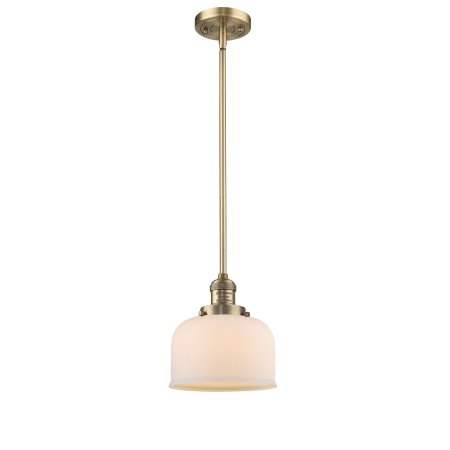 A large image of the Innovations Lighting 201S Large Bell Brushed Brass / Matte White Cased