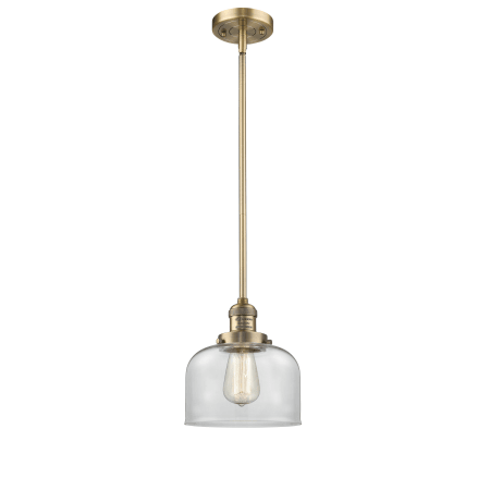 A large image of the Innovations Lighting 201S Large Bell Brushed Brass / Clear