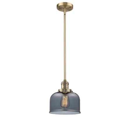 A large image of the Innovations Lighting 201S Large Bell Brushed Brass / Smoked