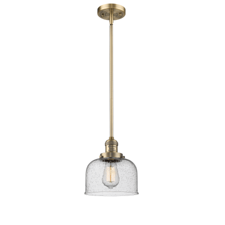 A large image of the Innovations Lighting 201S Large Bell Brushed Brass / Seedy