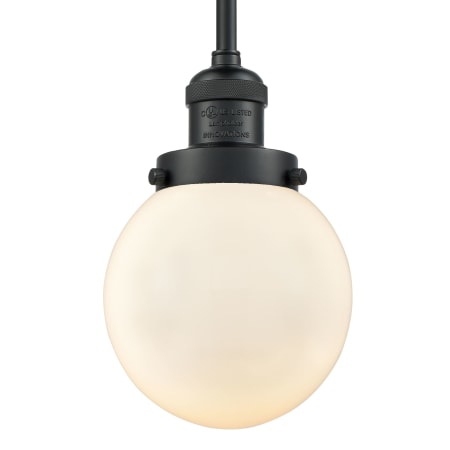 A large image of the Innovations Lighting 201S-6 Beacon Matte Black / Matte White Cased