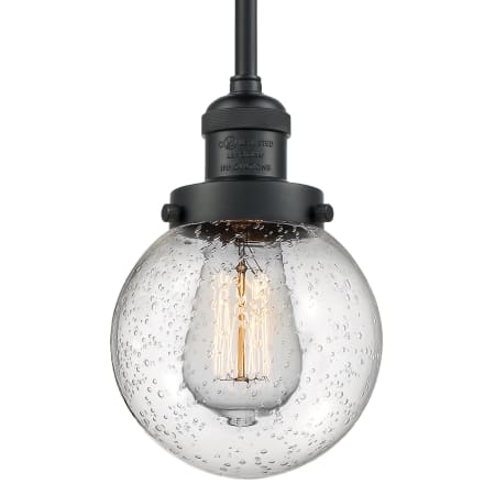 A large image of the Innovations Lighting 201S-6 Beacon Matte Black / Seedy